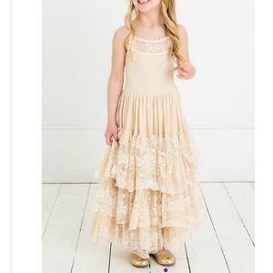 THINK PINK ECRU/champagne colored ruffle dress
